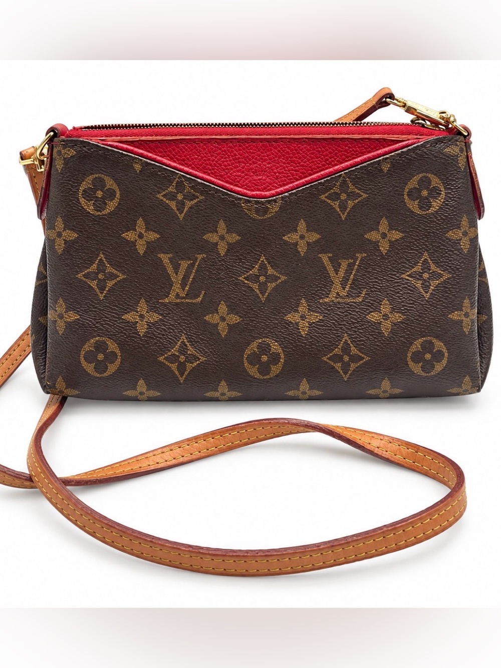 Louis Vuitton Monogram Canvas Crossbody Shoulder Bag – Red Interior